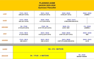 Planning des entraînements 2025-2026