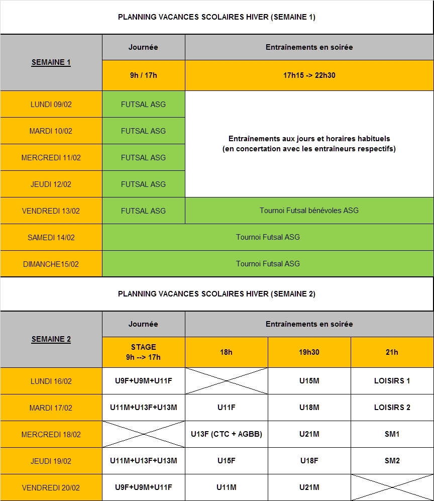 Planning vacances d'hiver 2026